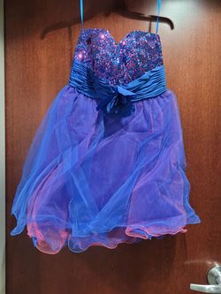 Style  A135 Aspeed Prom Blue Size 4 Summer Cocktail Dress on Queenly