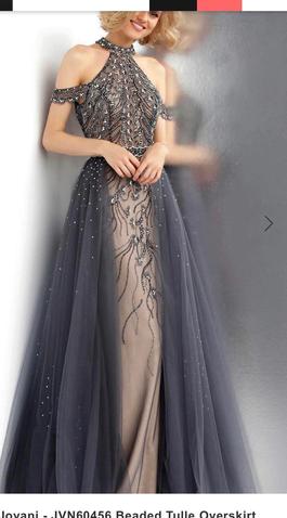 Jovani Silver Size 0 Prom Tulle $300 Ball gown on Queenly