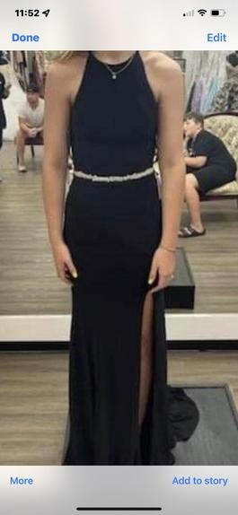 Madison James Black Size 0 Floor Length Side slit Dress on Queenly