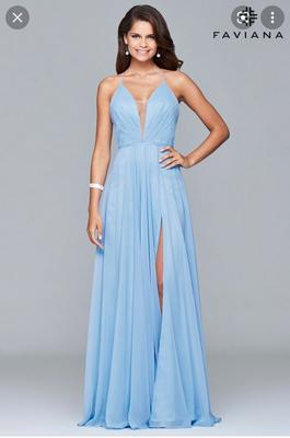 Faviana Blue Size 12 $300 50 Off A-line Dress on Queenly
