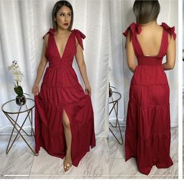 Hot LA Fashion Red Size 4 Floor Length Side Slit Train Dress on Queenly