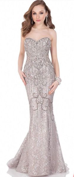 Terani Couture Silver Size 6 Sequin Floor Length Free Shipping Mermaid Dress on Queenly