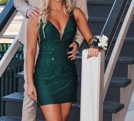 Sherri Hill Green Size 2 Sheer A-line Dress on Queenly