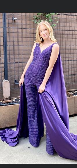 Vienna Purple Size 2 Black Tie Jumpsuit Dress on Queenly