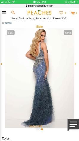 Style 7041 Jasz Blue Size 10 Floor Length Side slit Dress on Queenly