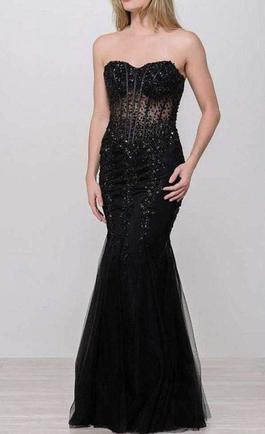 Jovani Black Size 00 Sheer Floor Length Mermaid Dress on Queenly