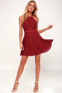 Lulus Red Size 8 Backless Flare Fitted A-line Dress on Queenly