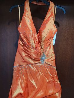 Style 3971 Mystique Prom Orange Size 4 A-line Dress on Queenly