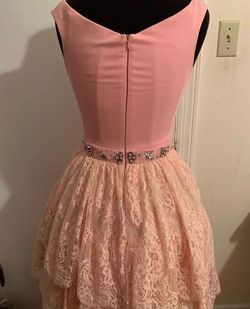 Sherri Hill Light Pink Size 2 Military $300 Belt Ruffles A-line Dress on Queenly