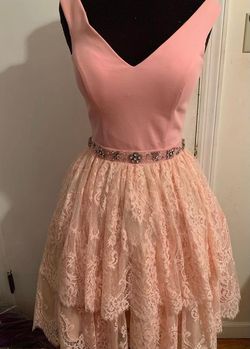 Sherri Hill Light Pink Size 2 Military $300 Belt Ruffles A-line Dress on Queenly