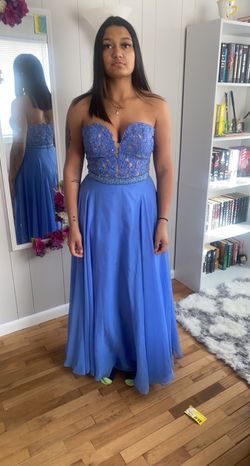 Sherri Hill Blue Size 8 Strapless Floor Length A-line Dress on Queenly