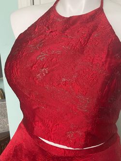 Clarisse Red Size 16 Spaghetti Strap Halter Plus Size Pageant Ball gown on Queenly