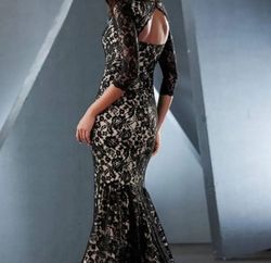 Venus Black Size 6 Sorority Formal Lace Mermaid Dress on Queenly