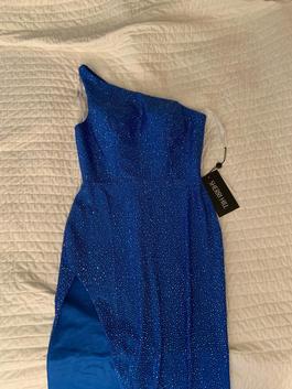 Sherri Hill Blue Size 6 Prom Jewelled Side slit Dress on Queenly