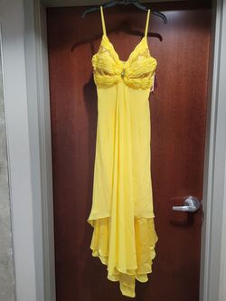 Style 2672 Studio 17 Yellow Size 8 Midi Tall Height $300 Cocktail Dress on Queenly