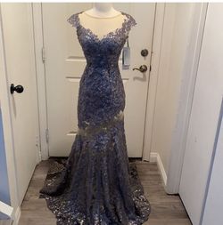 Jovani Silver Size 2 Floor Length $300 50 Off Mermaid Dress on Queenly