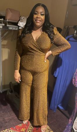 Gold Size 18 Jumpsuit Dress on Queenly