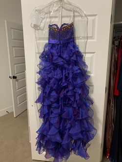 Sherri Hill Multicolor Size 0 High Low Ruffles Prom A-line Dress on Queenly