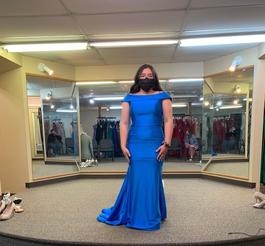 Sherri Hill Blue Size 8 Boat Neck Pageant Mermaid Dress on Queenly