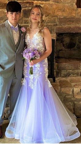 Jovani Purple Size 4 Embroidery Mermaid Dress on Queenly