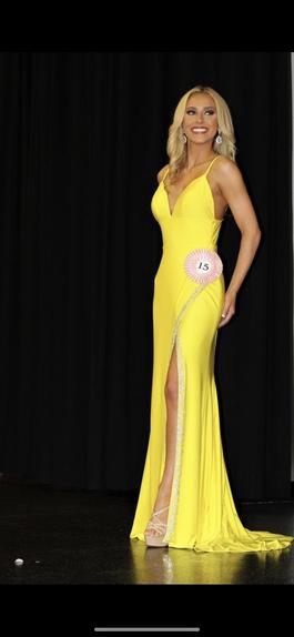 Ashley Lauren Yellow Size 0 Sequin Euphoria Jersey Prom Side slit Dress on Queenly