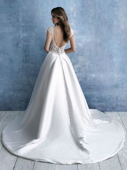 Style 9710 Allure Bridal White Size 10 Ivory Beaded Top Sequin Backless Cotillion Ball gown on Queenly