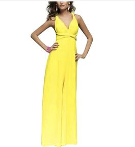 Style B073CGBPLG IWEMEK Yellow Size 12 Tall Height Sorority Formal Straight Dress on Queenly