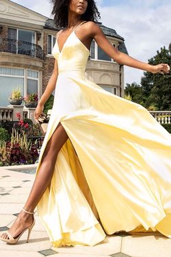 Style S10209 Faviana Yellow Size 4 Pockets Tall Height $300 A-line Dress on Queenly