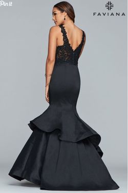 Style S10242 Faviana Black Size 14 Floor Length Mermaid Dress on Queenly