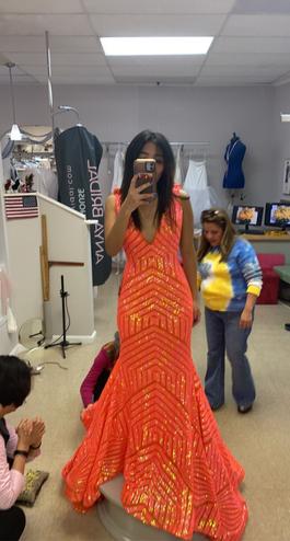 Jovani Orange Size 0 Medium Height Black Tie Mermaid Dress on Queenly