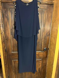 Xscape Blue Size 8 Military Floor Length Straight Dress on Queenly