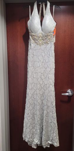 Style 114701 Tony Bowls Silver Size 8 Floor Length Mermaid Dress on Queenly