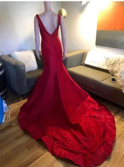 Jovani Red Size 6 Showstopper Train Mermaid Dress on Queenly