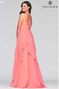 Style S10434 Faviana Orange Size 0 Sorority Formal Spaghetti Strap Plunge Side slit Dress on Queenly