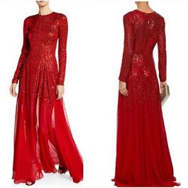 Oscar de la Renta Red Size 16 Sleeves Midi Cocktail Dress on Queenly