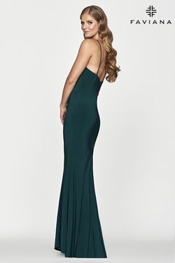 Style S10685 Faviana Green Size 12 Black Tie Floor Length Straight Dress on Queenly