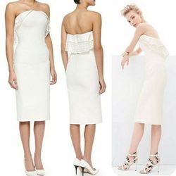 ZAC Zac Posen White Size 6 Polyester Strapless Straight Dress on Queenly