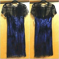 Rene Ruiz Blue Size 4 Embroidery Floor Length Straight Dress on Queenly