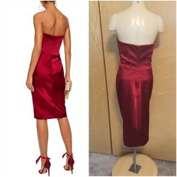 ZAC Zac Posen Red Size 4 Midi Strapless 50 Off Bustier Cocktail Dress on Queenly