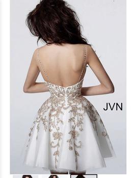 JVN for Jovani White Size 0 Midi Bridal Shower Cocktail Dress on Queenly