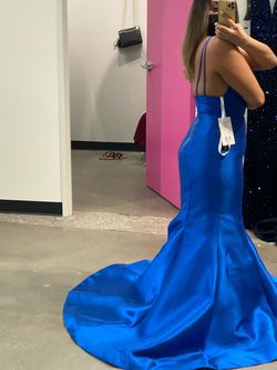 Sherri Hill Blue Size 4 Straight Prom Train Mermaid Dress on Queenly