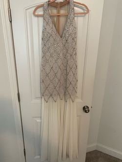 Royal We White Size 6 Sheer Cocktail A-line Dress on Queenly
