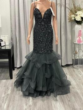 Jovani Silver Size 8 Black Tie Mermaid Dress on Queenly