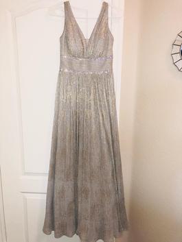 Morgan and Co White Size 2 Floor Length Sequin Straight Dress on Queenly
