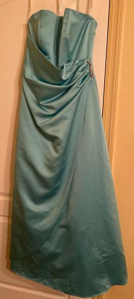 David's Bridal Blue Size 14 Military Bridesmaid Straight Dress on Queenly