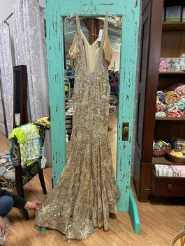 Johnathan Kayne Gold Size 10 $300 Backless Straight Dress on Queenly
