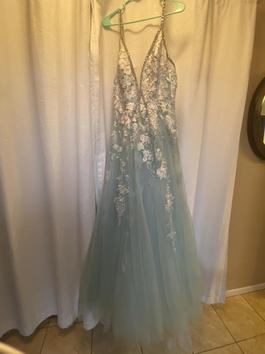 Ellie Wilde Blue Size 12 Embroidery Prom Ball gown on Queenly
