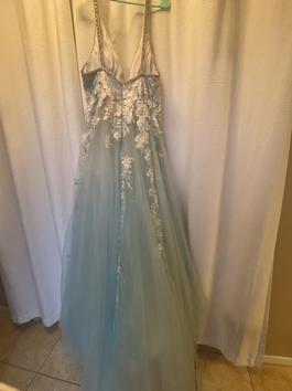 Ellie Wilde Blue Size 12 Embroidery Prom Ball gown on Queenly