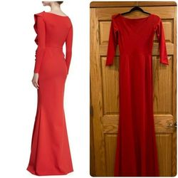 Chiara Boni Red Size 4 Floor Length Sleeves Side slit Dress on Queenly