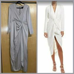 PAULE KA White Size 10 Sleeves Party Side Slit Midi Cocktail Dress on Queenly